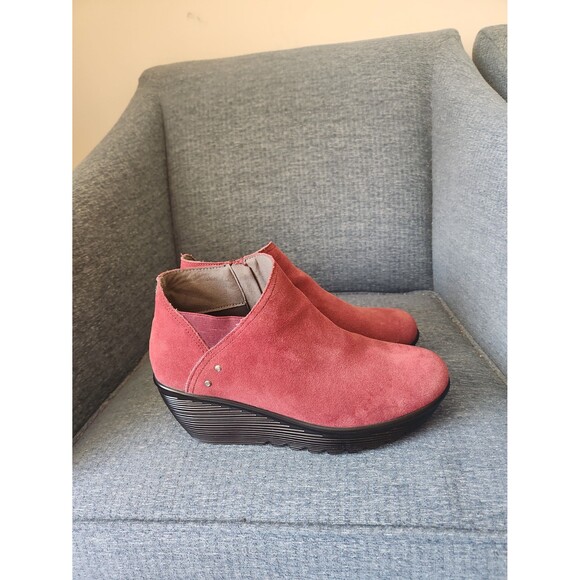 Skechers Women's Parallel Ditto Suede Wedge Heel Ankle Boots Size 9 Burgundy Red - Picture 1 of 9
